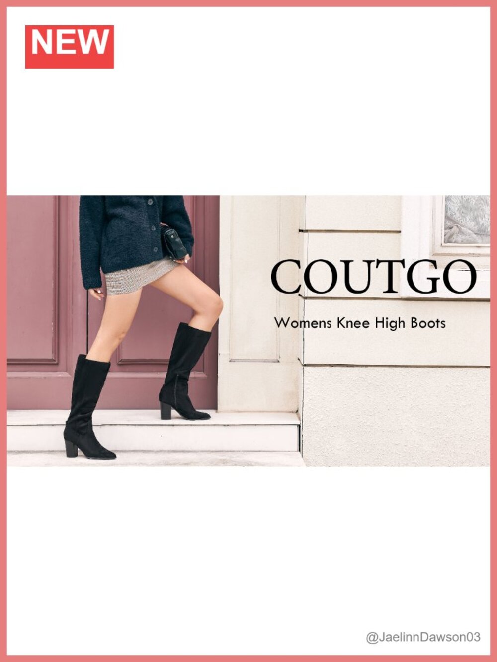 Faux Suede Knee High Boots Side Zipper Chunky Heel Stretch Winter Boots - Picture 6 of 6